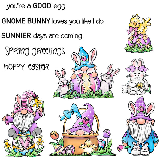 Colorful Easter Eggs Gnome Cutting Dies And Stamp Set YX1005-S+D