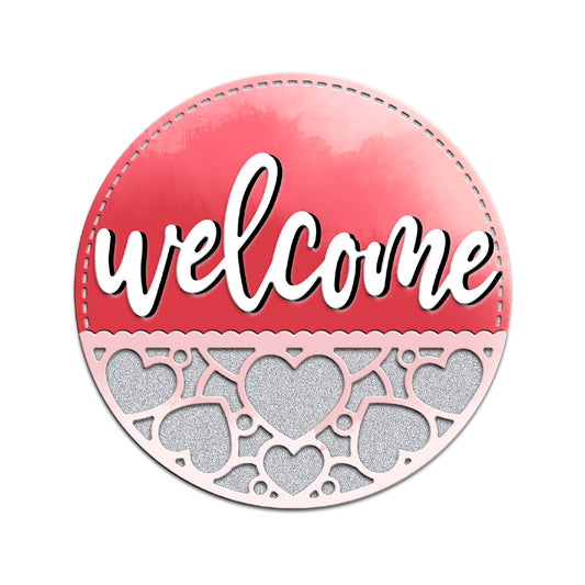 Round Welcome Hearts Shaker Metal Cutting Dies Set YX1040