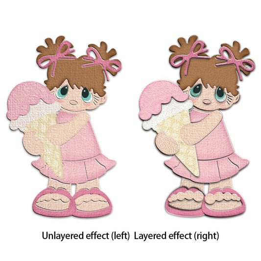 Cute Little Girl And Ice-cream Cutting Dies Set YX831