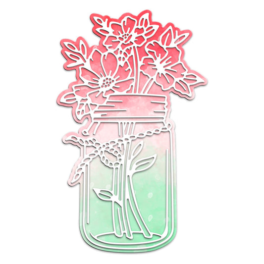 Spring Blooming Flowers Arrangement Bottle Metal Cutting Dies Set YX954