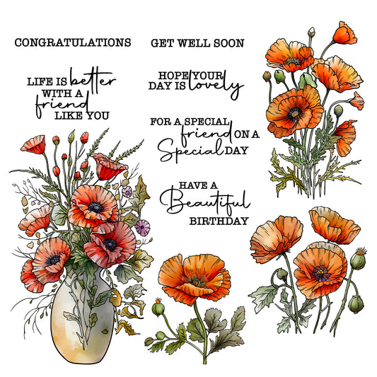 Spring Blooming Flowers In Vase Home Decor Cutting Dies And Stamp Set YX1156-S+D