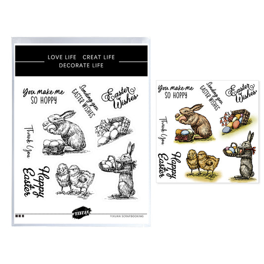 Colorful Eater Eggs Rabbits Cutting Dies And Stamp Set YX461-S+D