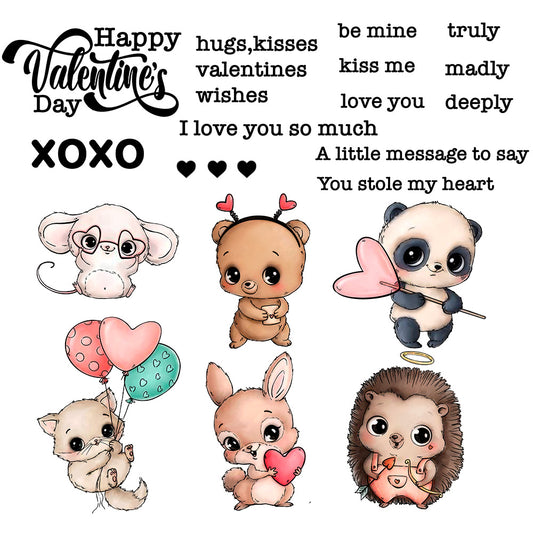Heart Balloons And Cute Animals Cutting Dies And Stamp Set For Valentine's Day YX876-S+D