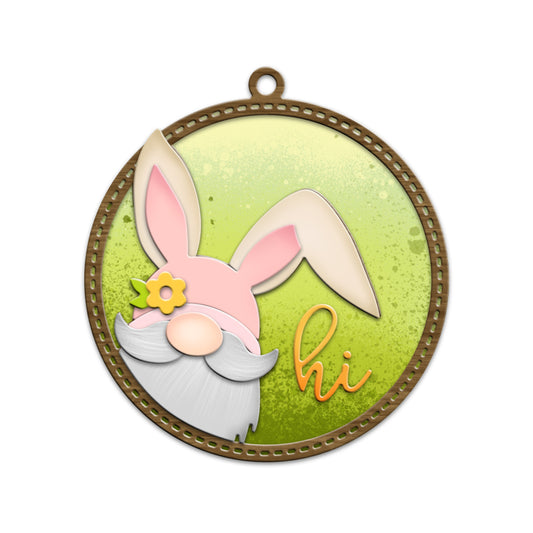 Cute Easter Rabbits Gnome Round Shaker Cutting Dies Set YX1099