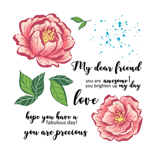 Spring Series Blooming Flowers Peony Cutting Dies And Stamp Set YX1150-S+D