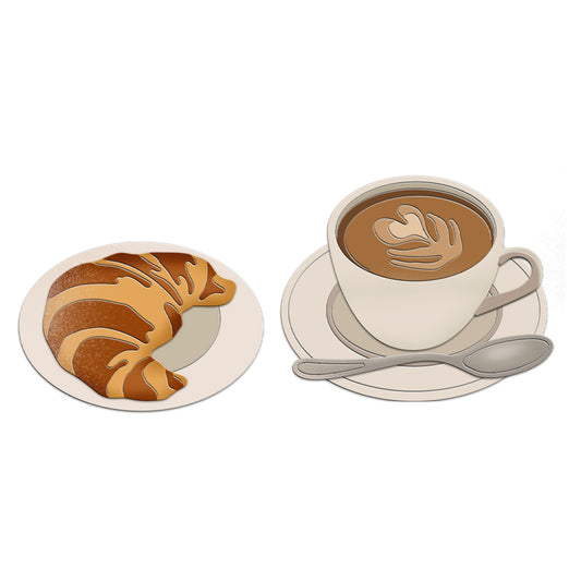 Croissant Bread And Coffee Breakfast Metal Cutting Dies Set YX1073