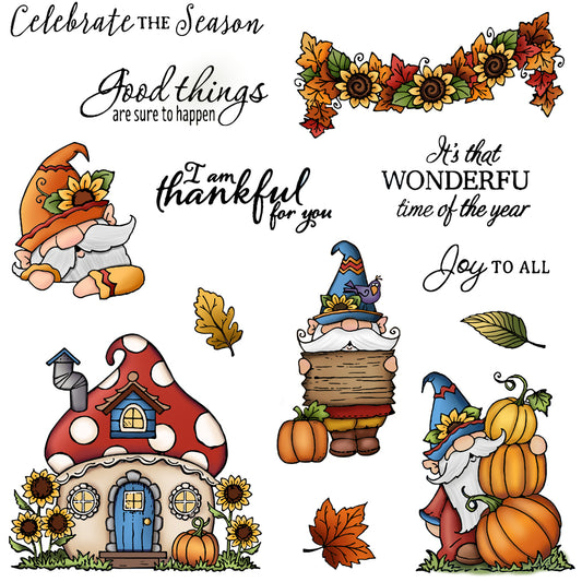 Halloween Gnome Pumpkin Mashuroom Cutting Dies And Stamp Set YX737-S+D