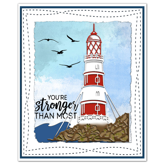 Large Size Lighthouse In The Seaside Metal Cutting Dies Set YX685