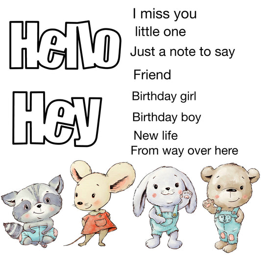 Adorable Little Animals Rabbit Mouse Cutting Dies And Stamp Set YX822-S+D