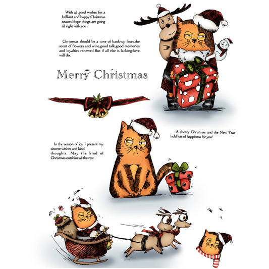 Adorable Funny Cats Christmas Cutting Dies And Stamp Set YX026-S+D