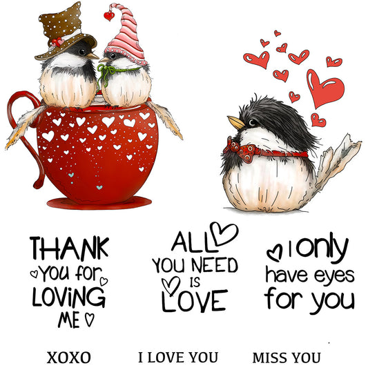 Happy Valentine's Day Love Birds Gnome Cups Cutting Dies And Stamp Set YX930-S+D