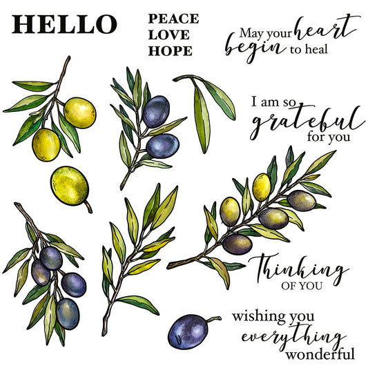 Nature Olive Branches And Leaves Cutting Dies And Stamp Set YX934-S+D
