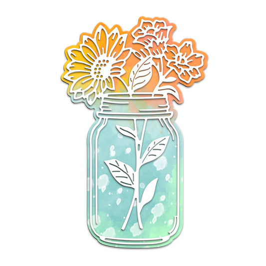 Spring Series Blooming Chrysanthemum In Bottle Metal Cutting Dies Set YX956