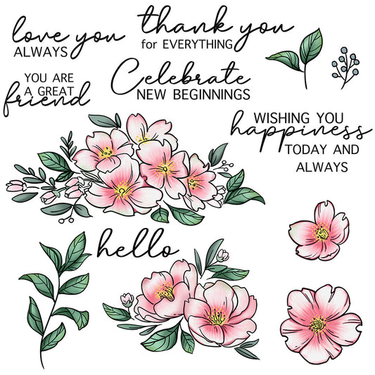 Spring Series Blooming Flowers Cutting Dies And Stamp Set YX902-S+D