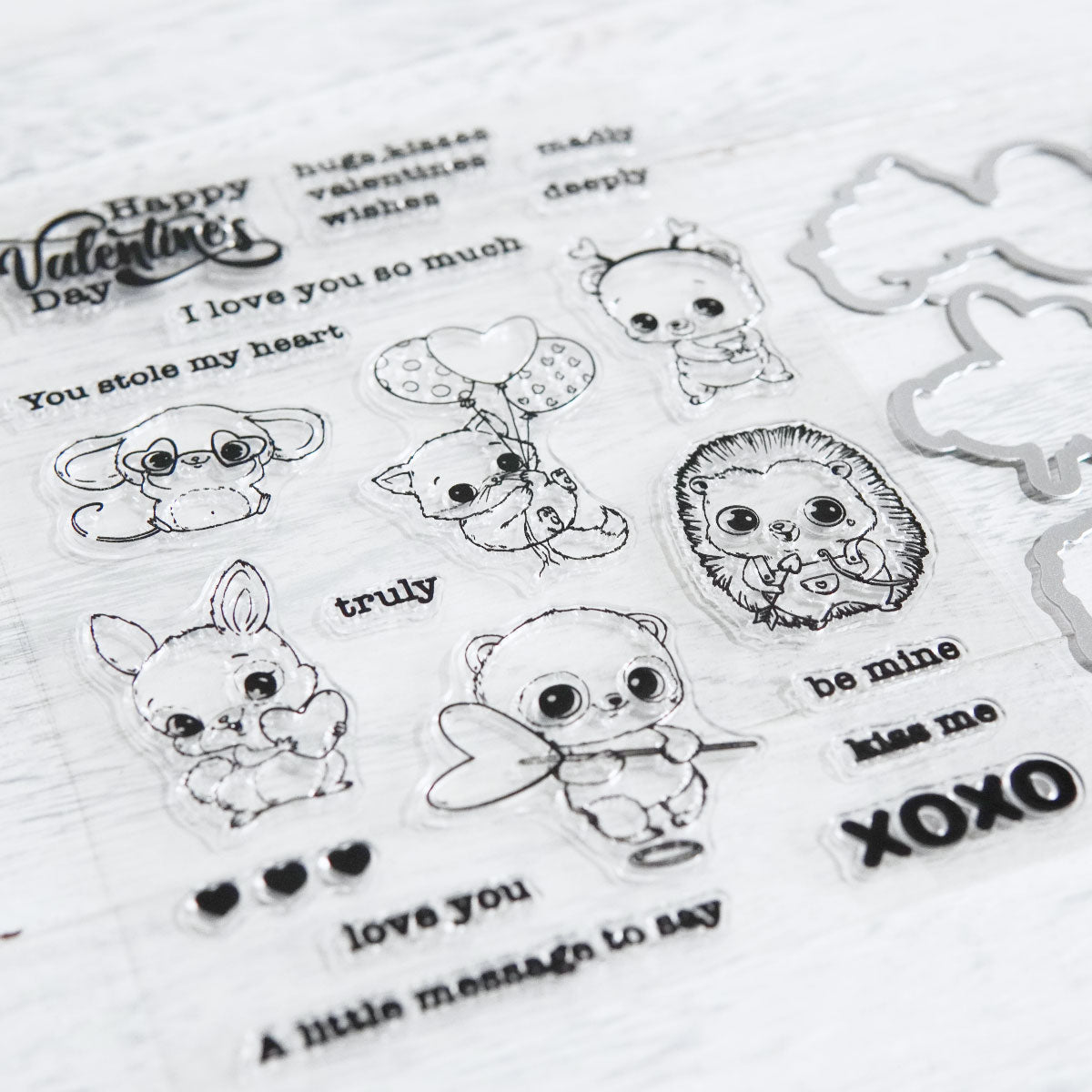 Heart Balloons And Cute Animals Cutting Dies And Stamp Set For Valentine's Day YX876-S+D