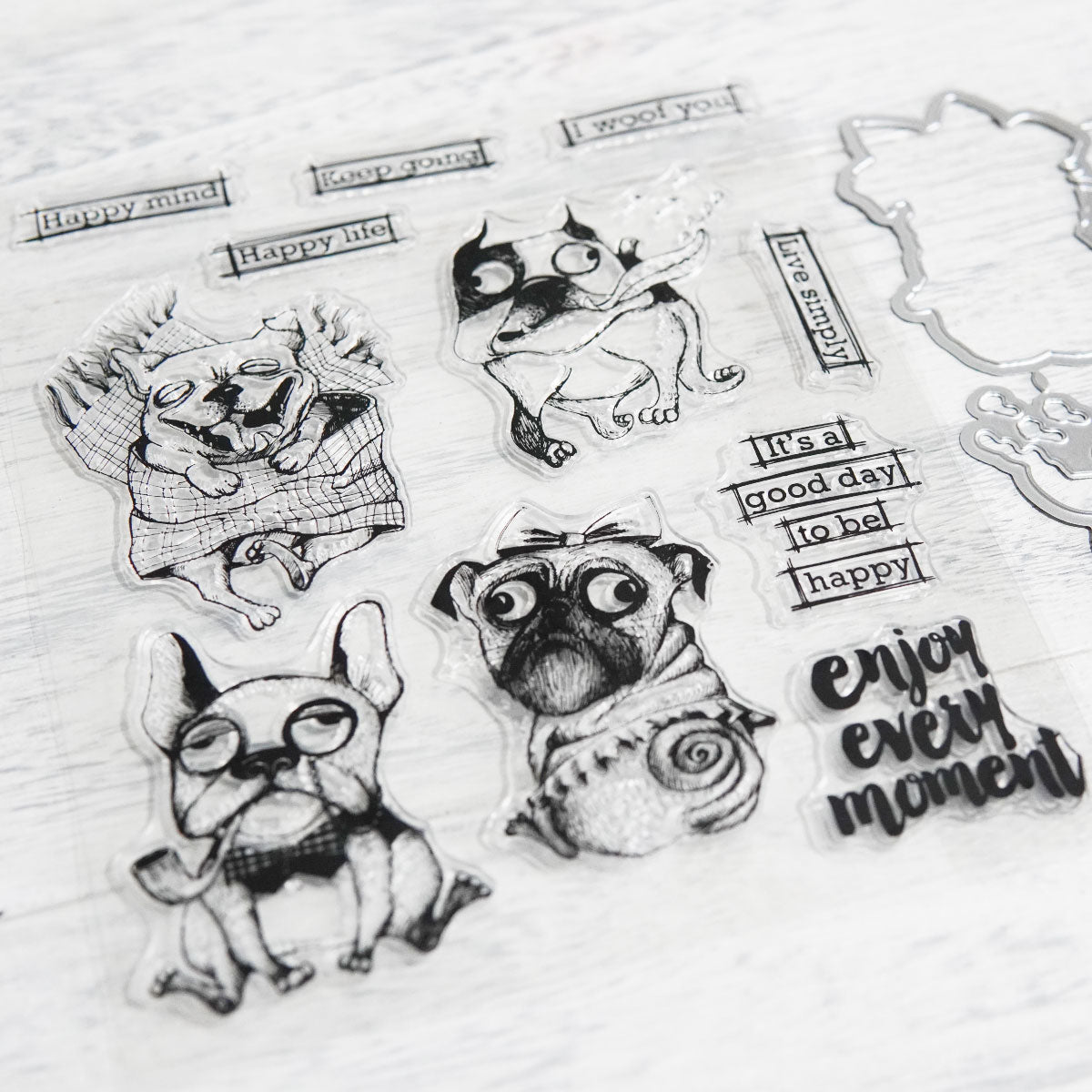Cartoon Cute Pet Funny Dogs Cutting Dies And Stamp Set YX886-S+D