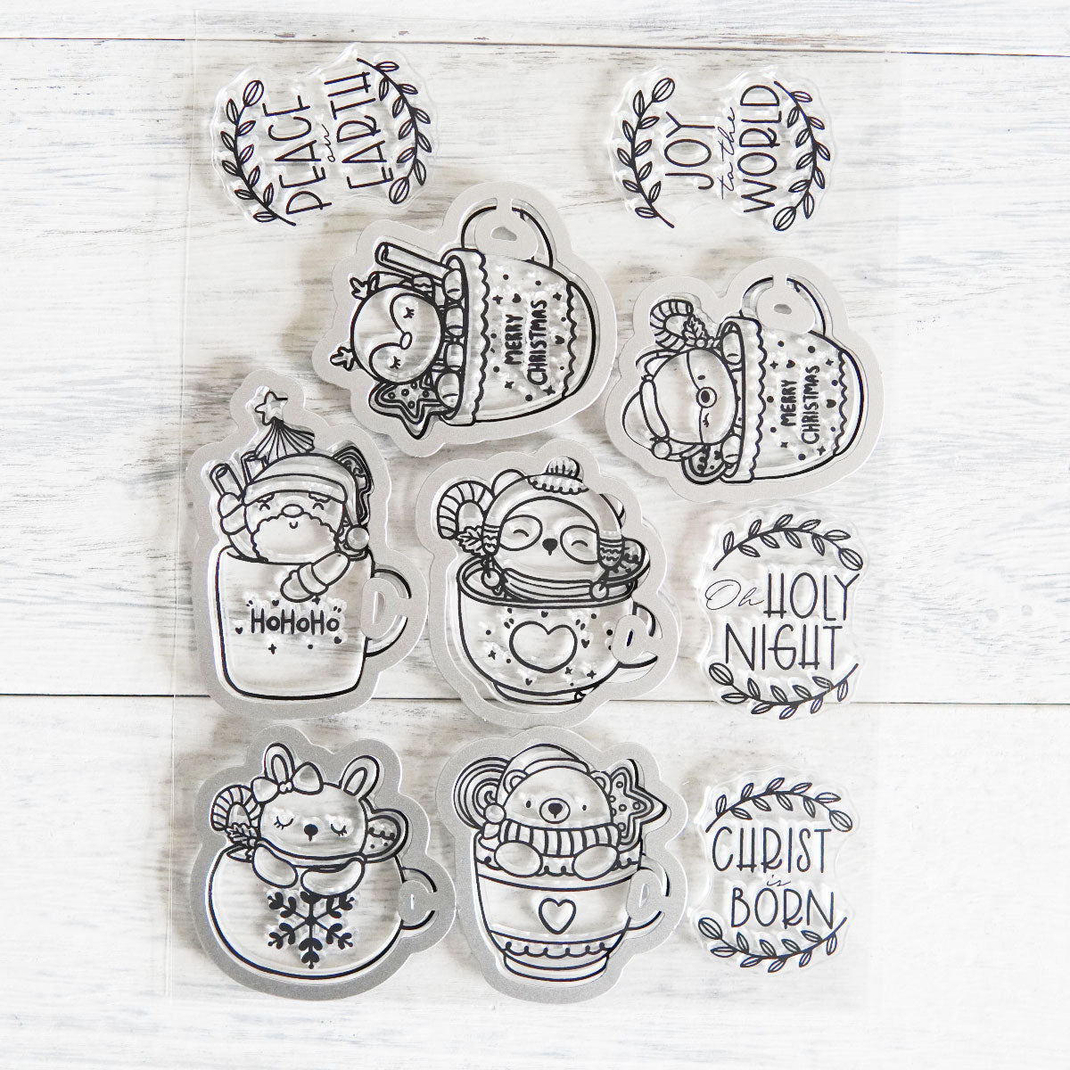 Cute Christmas Animals In Cup Cutting Dies And Stamp Set YX864-S+D