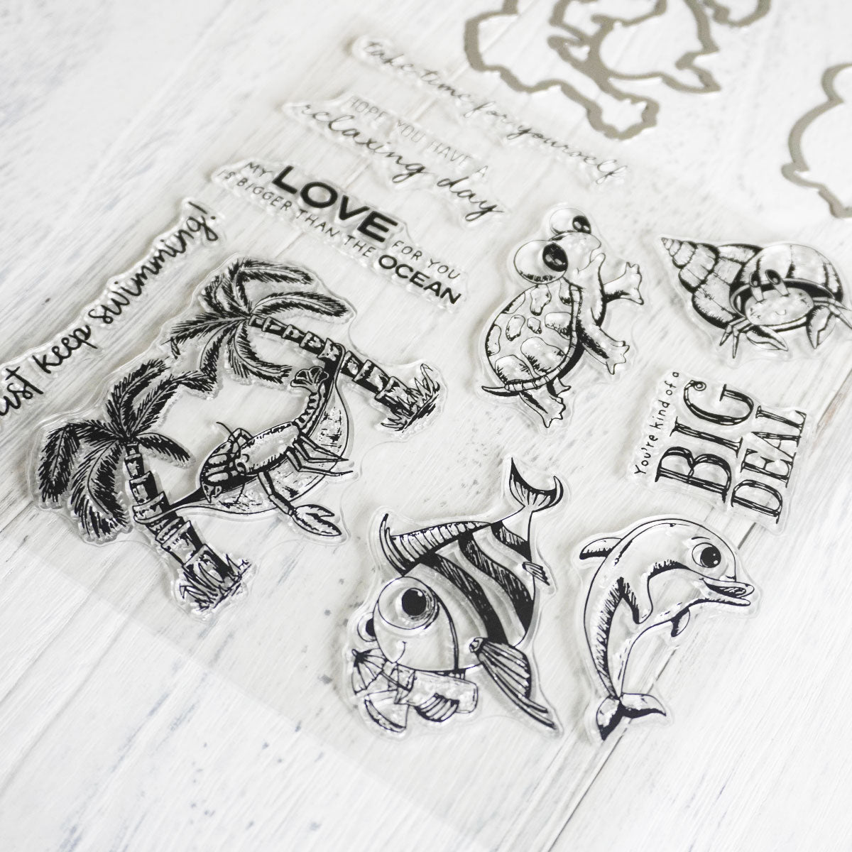 Summer Season Cute Marine Animals Cutting Dies And Stamp Set YX549-S+D