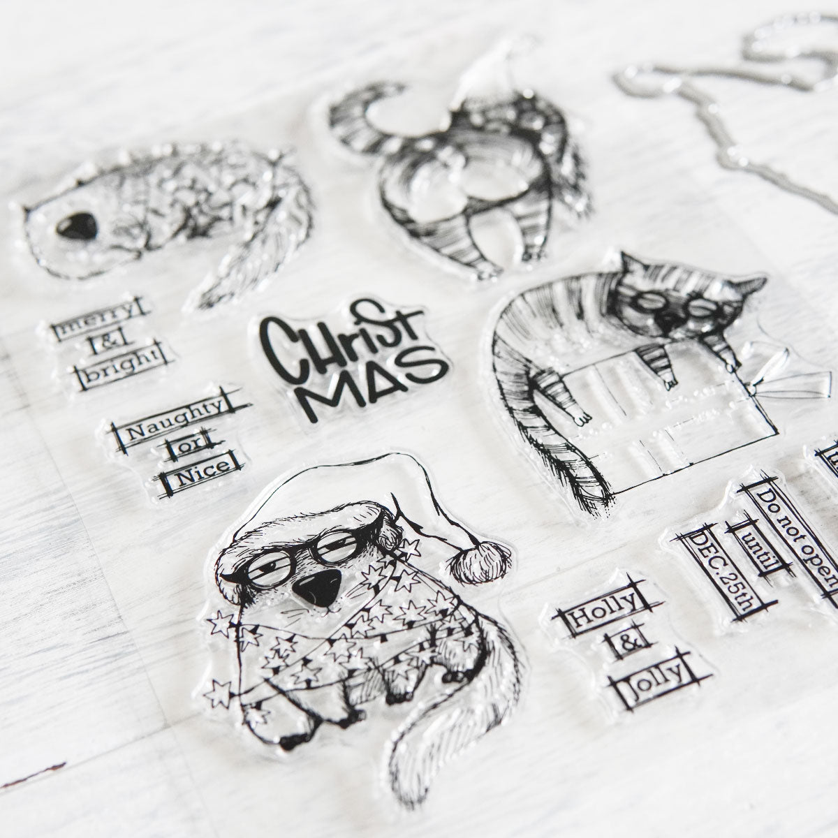 Funny Cats And Christmas Decoration Party Cutting Dies And Stamp Set YX856-S+D