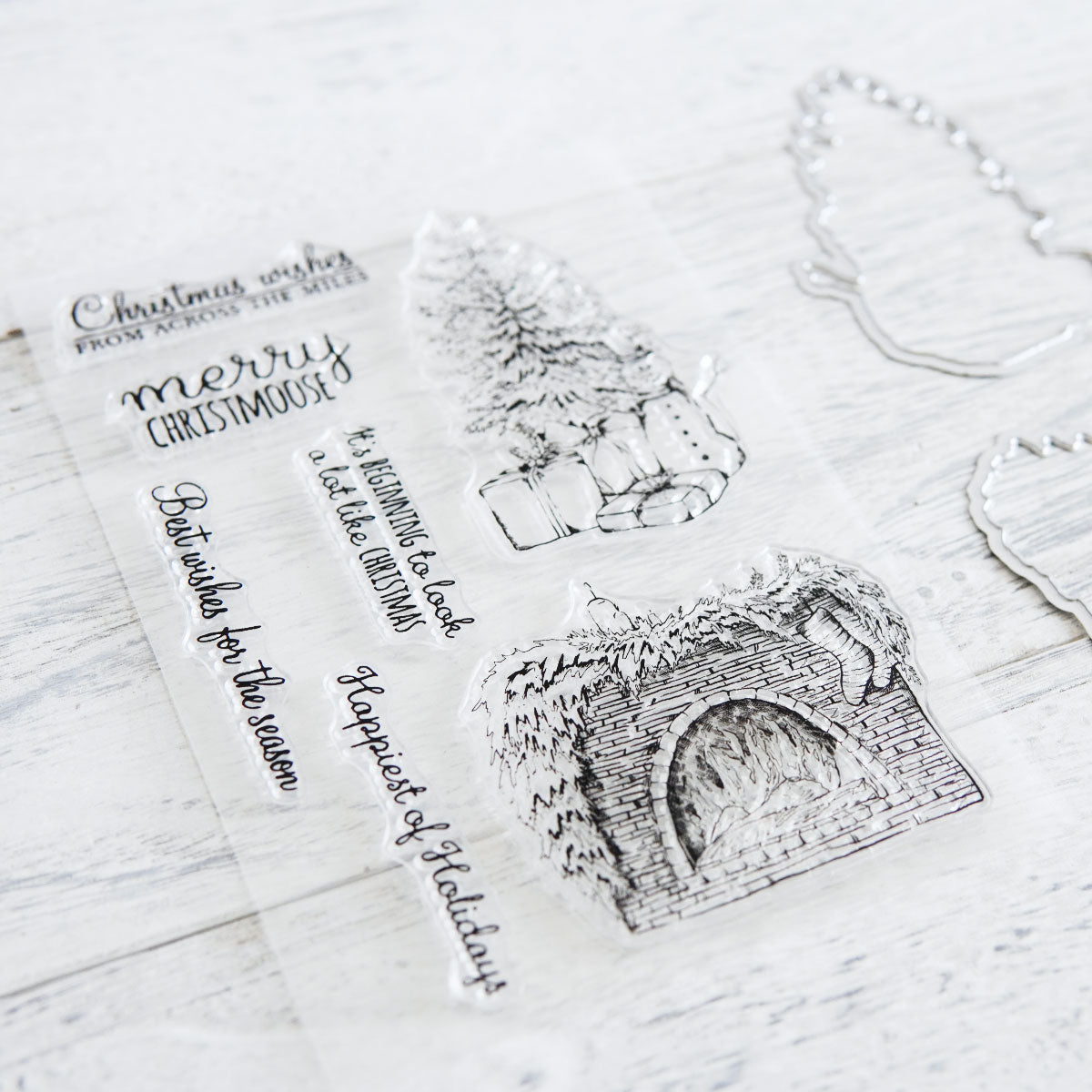 2022 Christmas Trees And Fireplace Cutting Dies And Stamp Set YX777-S+D