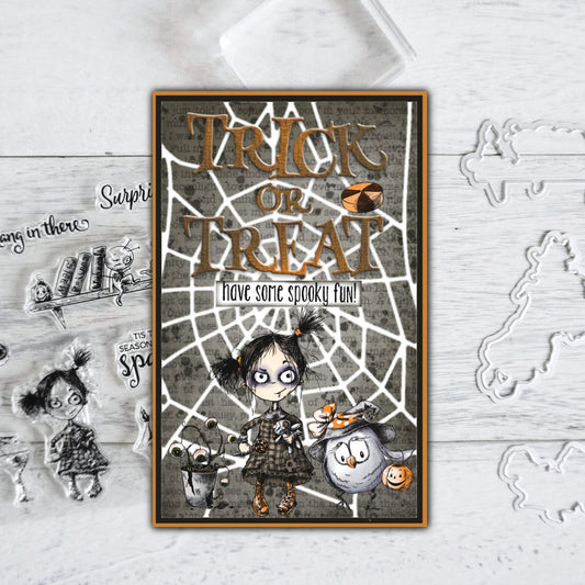 Ghost Sparkle Girl Happy Halloween Cutting Dies And Stamp Set YX769-S+D