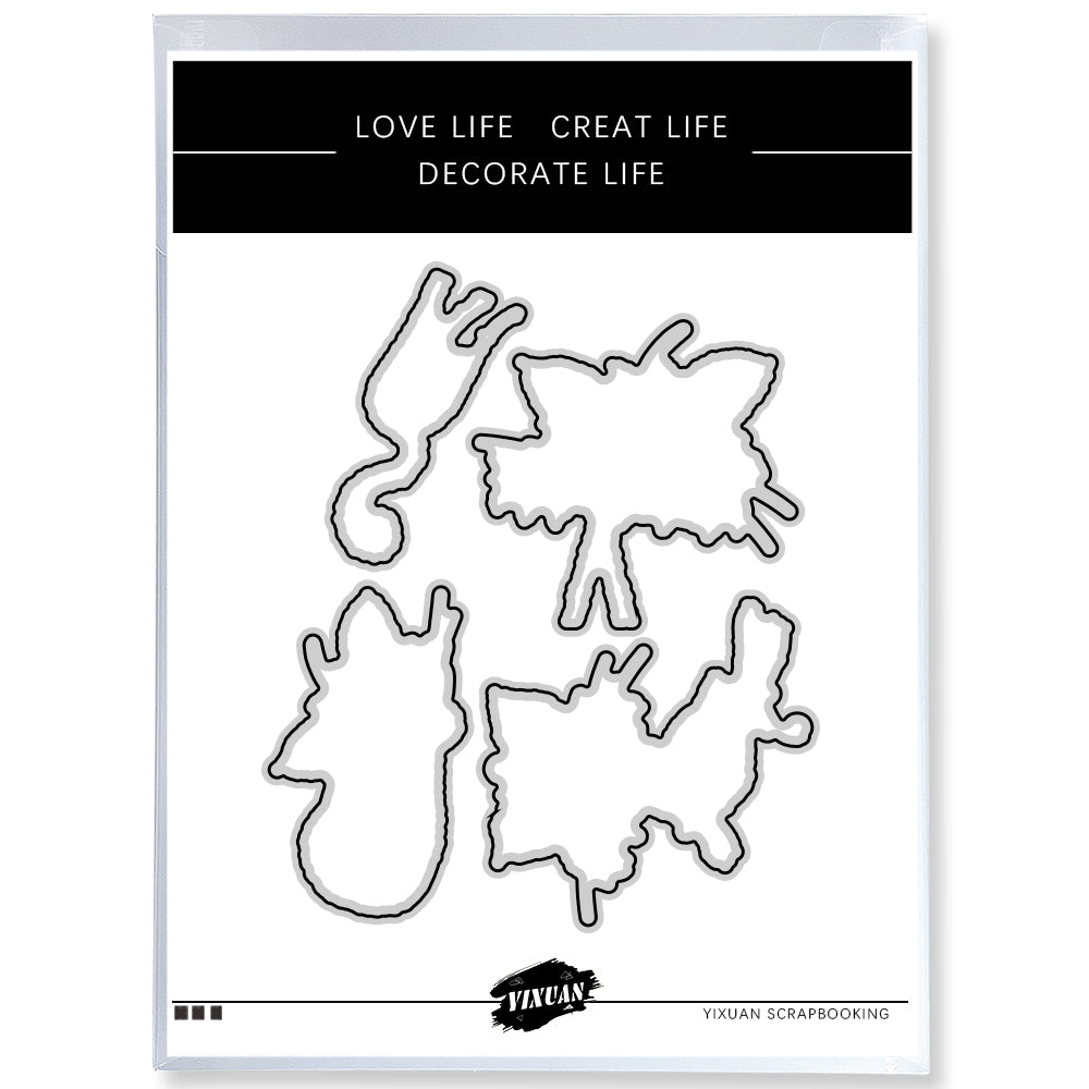 Cartoon Funny Cats Cutting Dies And Stamp Set YX493-S+D