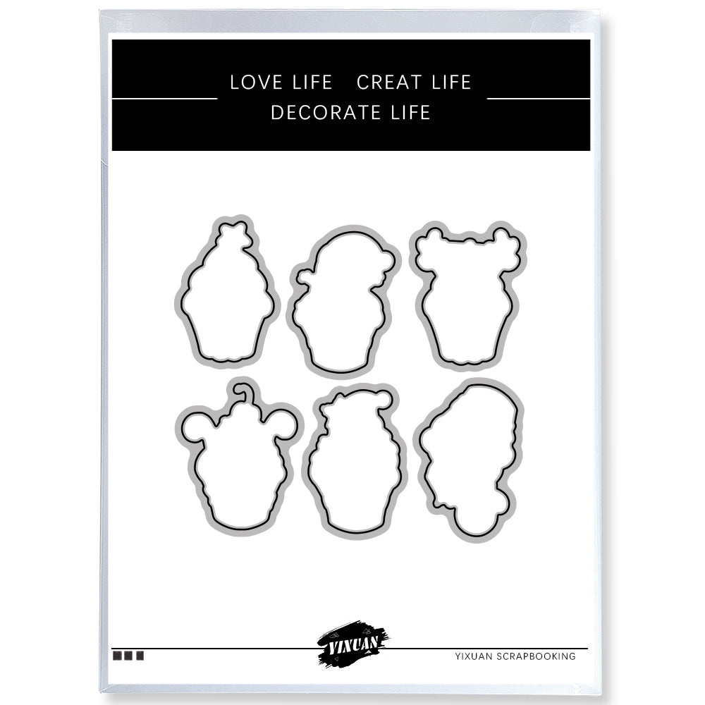 2023 Christmas Cupcake Cutting Dies And Stamp Set Cute Santa Xmas Tree YX658-S+D