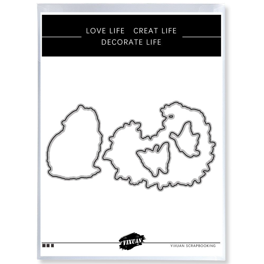 White Fatty Cat And Flowers Cutting Dies And Stamp Set YX507-S+D