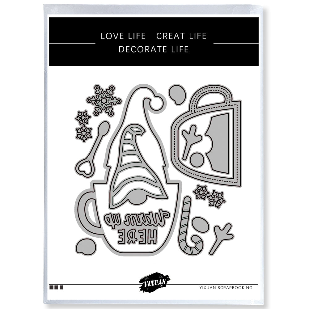 Adorable Mug And Christmas Gnome Cutting Dies Set YX801