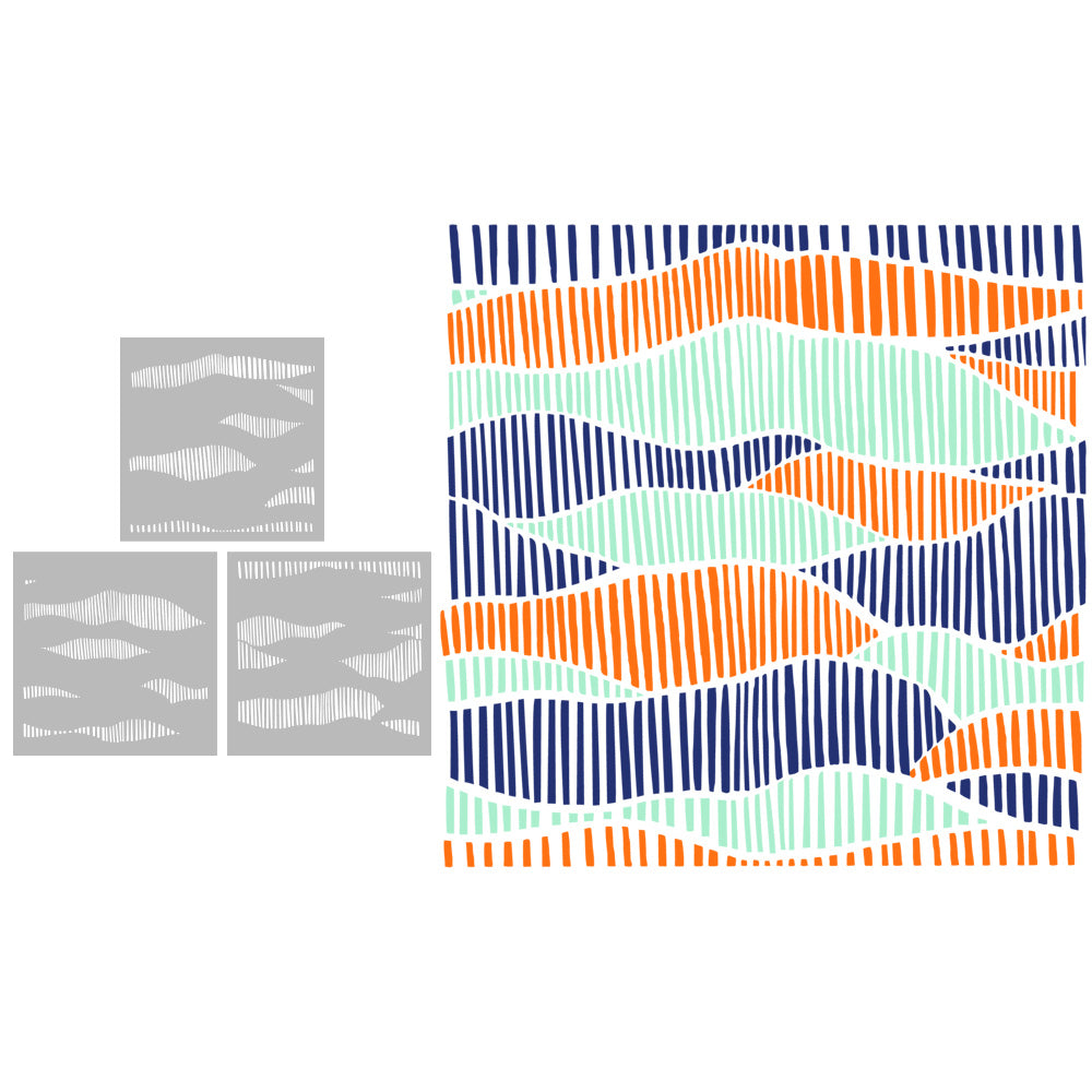 3pcs Fringe Abstraction Plastic Stencils For Decor Scrapbooking Cards Background 20220817-14