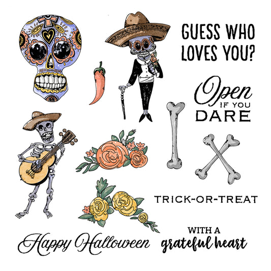 Halloween Skull Skeleton Gentleman Cutting Dies And Stamp Set YX664-S+D
