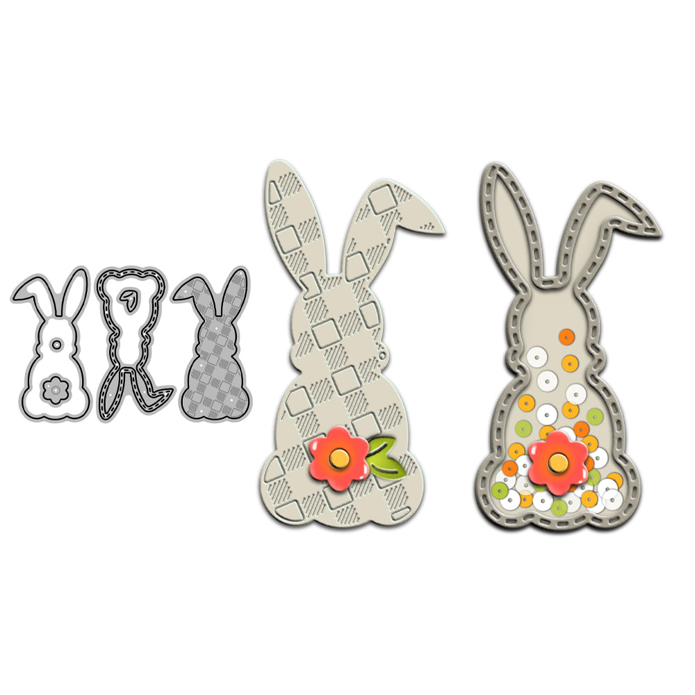 Easter Series Cute Rabbits Shaker Metal Cutting Dies Set YX1030