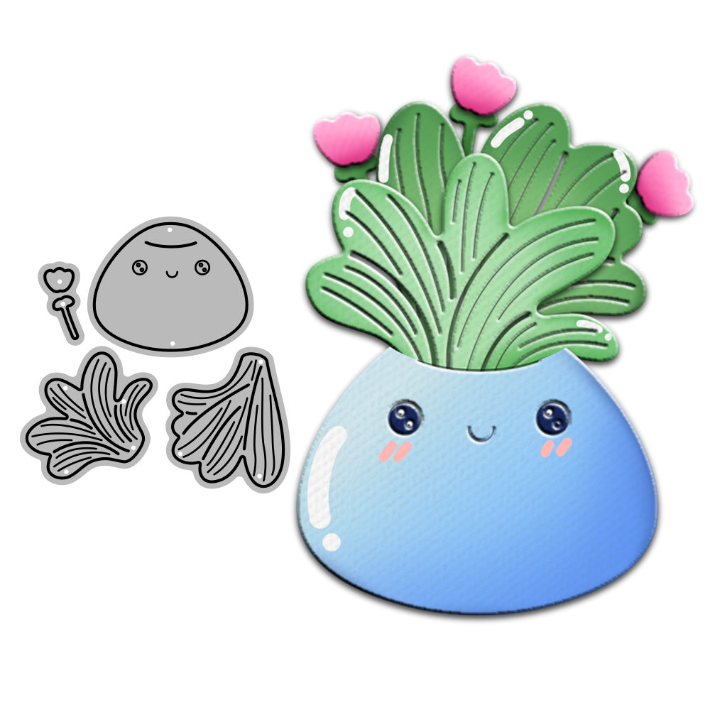 Cartoon Potted Flowers Narcissus Smile Mini Cutting Dies Set YX862