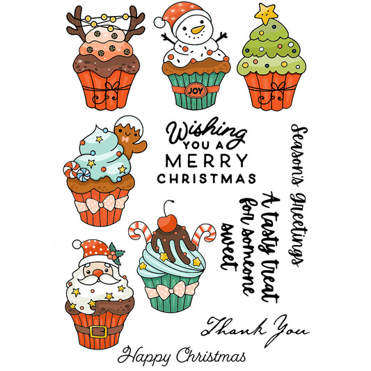 2023 Christmas Cupcake Cutting Dies And Stamp Set Cute Santa Xmas Tree YX658-S+D
