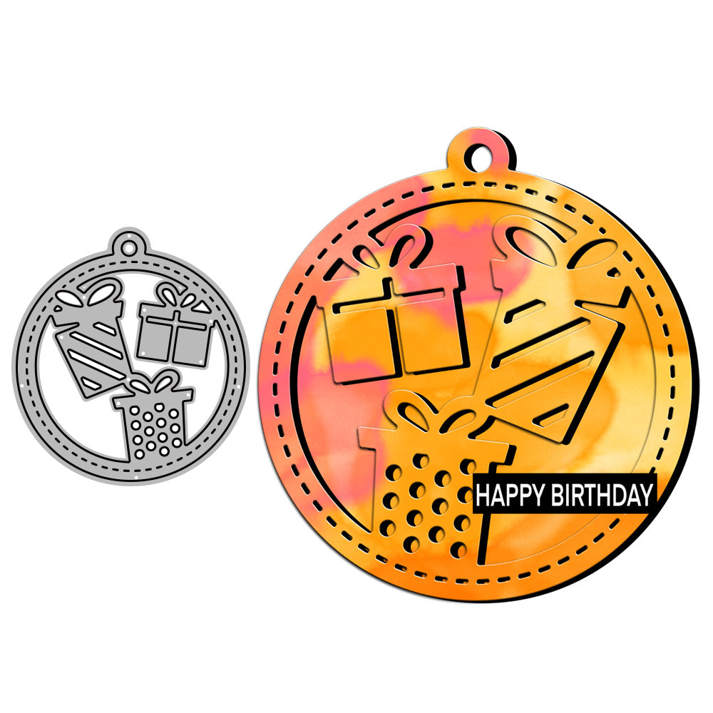 Happy Birthday Round Gift Box Mini Shaker Metal Cutting Dies Set YX957