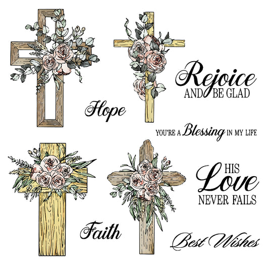 Flowers Floral Cross Cutting Dies And Stamp Set YX552-S+D
