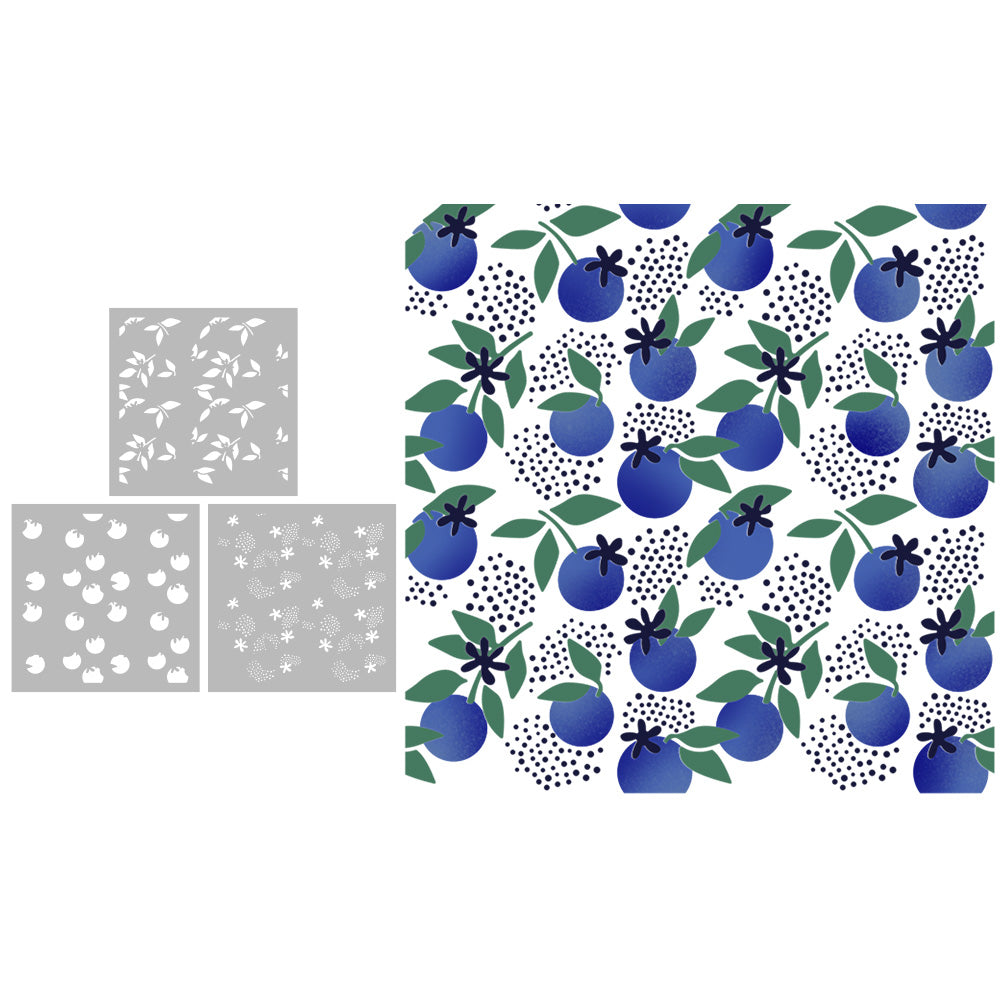 3pcs Spring Series Sweet Blueberry Fruit Plastic Stencils For Decor Scrapbooking Cards Background 20220817-37