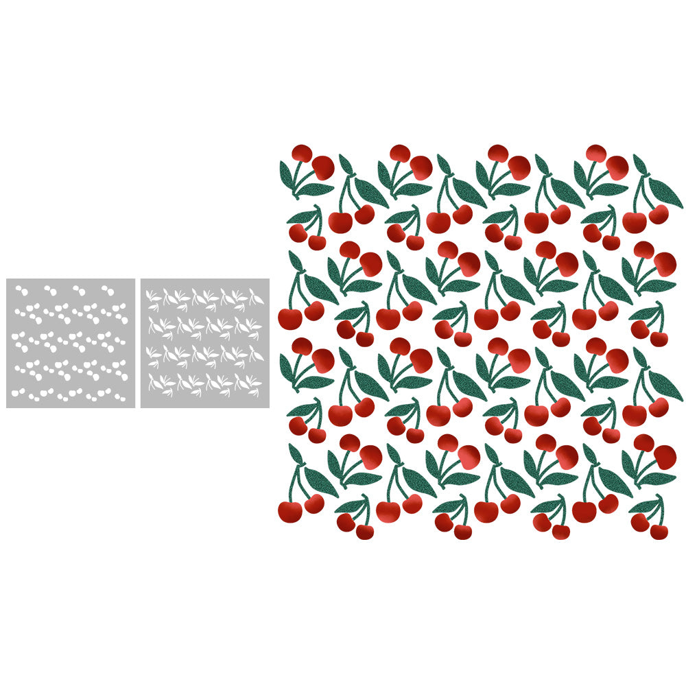 2PCs Spring Series Sweet Cherry Fruit Plastic Stencils For Decor Scrapbooking Cards Background 20220817-36