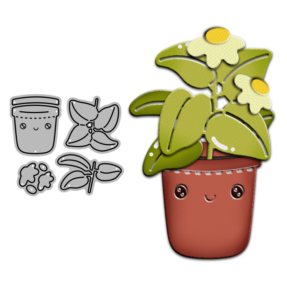 Cute Cartoon Garden Potted Flowers Mini Cutting Dies Set YX861