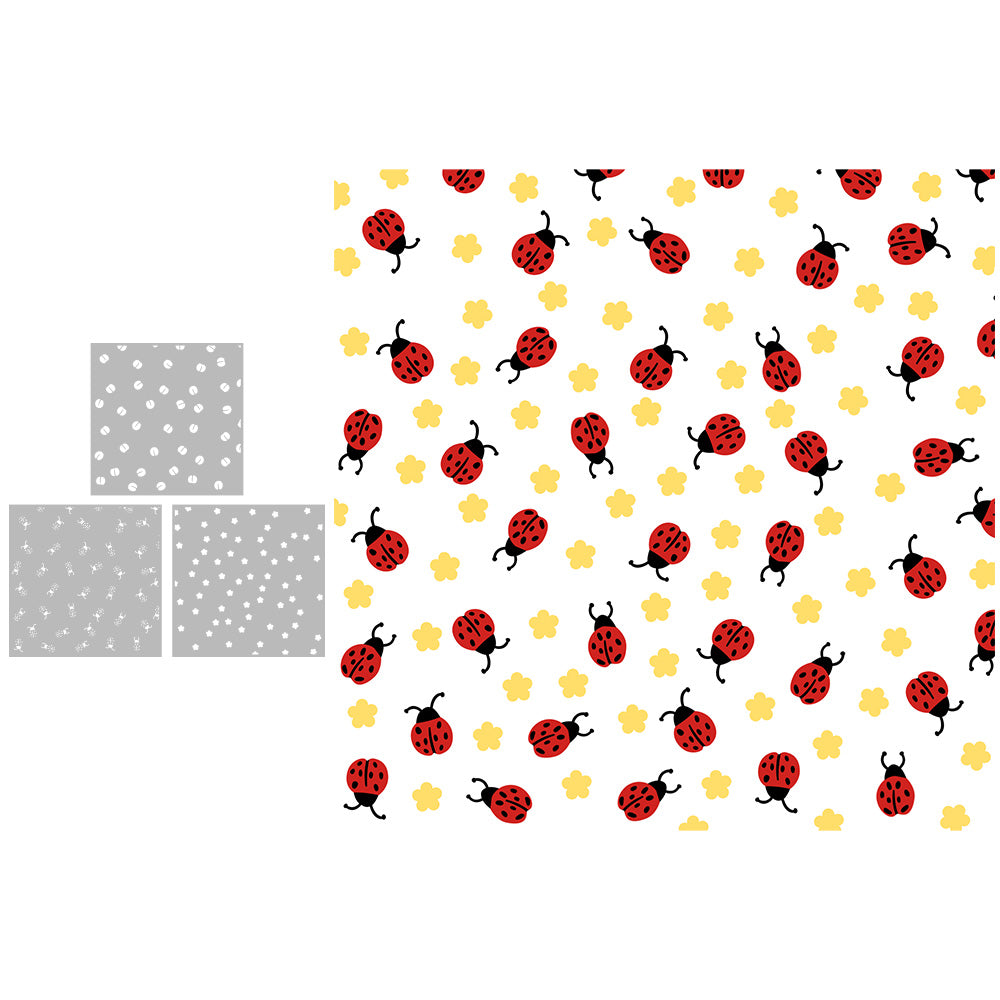 3pcs Cute Ladybug And Flower Background Stencil For Decor YX838