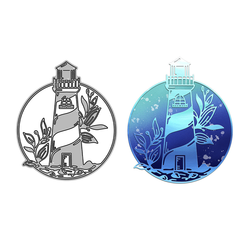 Lighthouse And Leaves Round Shaker Metal Cutting Dies Set YX1164