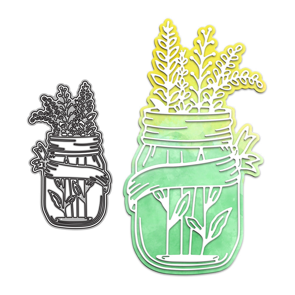 Spring Series Plant Leaves In Bottle Metal Cutting Dies Set YX955
