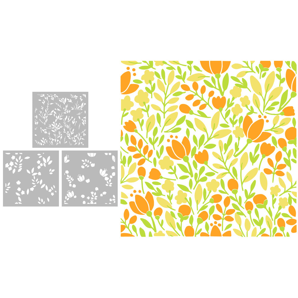 3pcs Spring Series Flowers And Floral Plastic Stencils For Decor Scrapbooking Cards Background 20220817-123