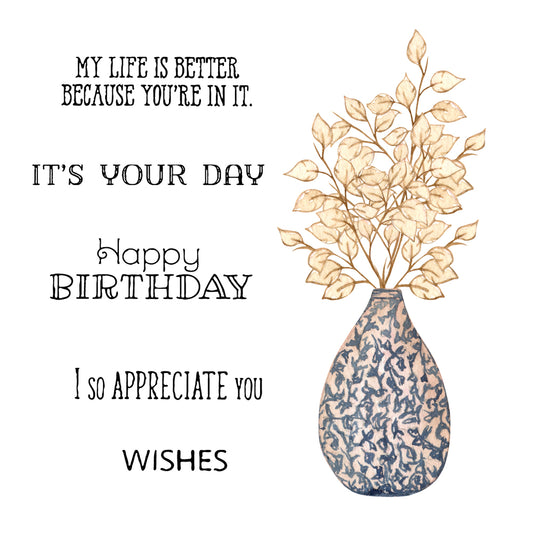 Flowers Leaves In Desk Hollow Bottles Mini Cutting Dies And Stamp Set YX611-S+D