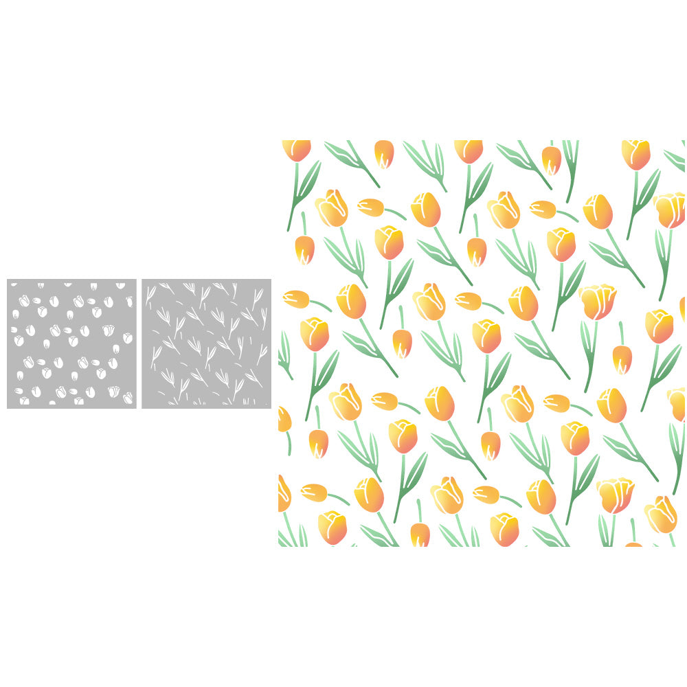 2pcs Spring Series Tulip Flowers Plastic Stencils For Decor Scrapbooking Cards Background YX915