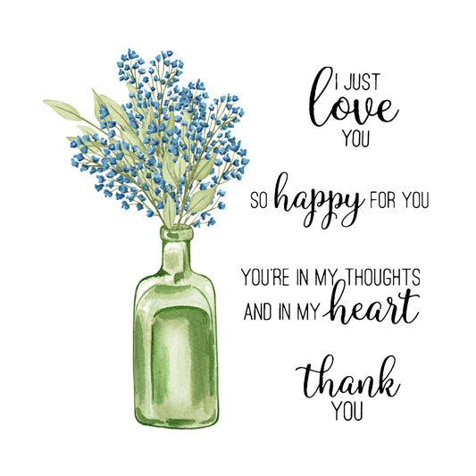 Table Flowers Floral In Bottle Mini Cutting Dies And Stamp Set Home Decor YX609-S+D