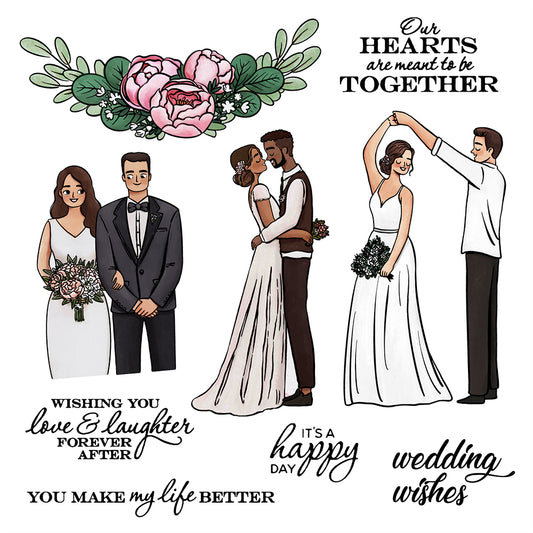 Wedding Bride Bridegroom Love Couples Cutting Dies And Stamp Set YX553-S+D