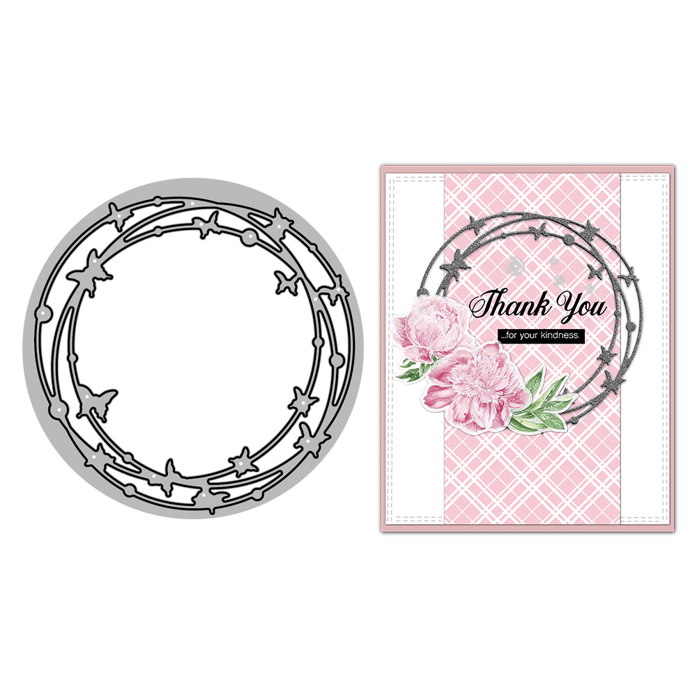 Mini Butterfly Round Border Metal Cutting Dies Set YX1162