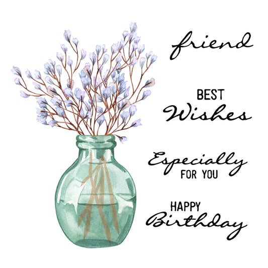 Home Desk Bottle Vase And Flowers Mini Cutting Dies And Stamp Set YX606-S+D