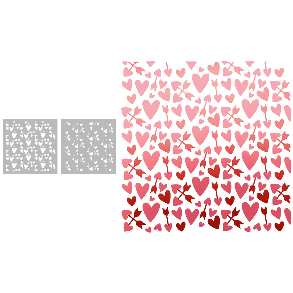 2PCs Valentine's Day Series Love Hearts And Arrows Plastic Stencils For Decor Scrapbooking Card Making 20220817-45